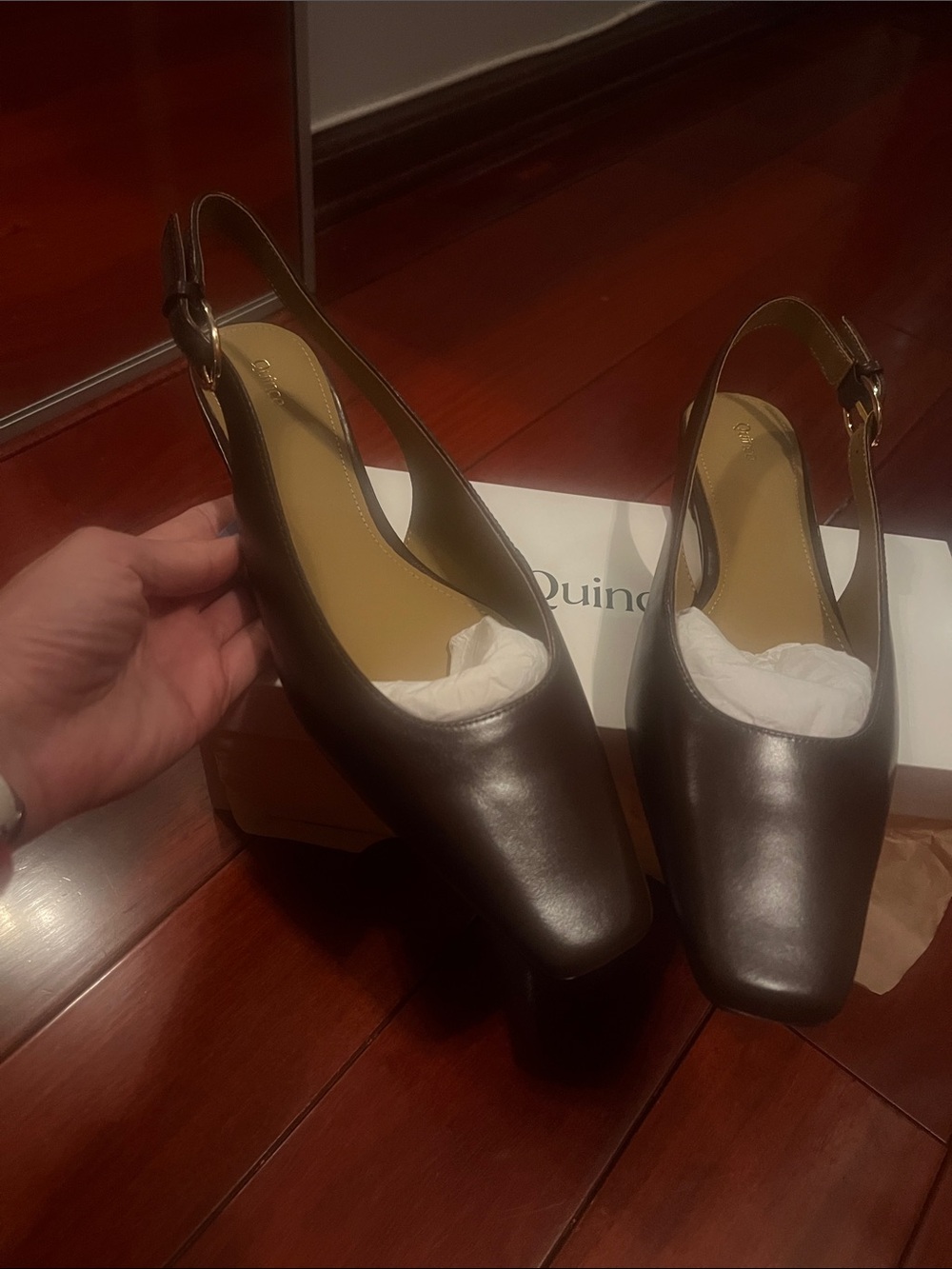 Quince Brown Leather Slingback Mules